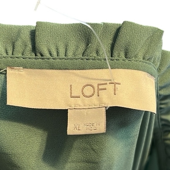 Loft Sage Green Ruffled Sleeve & Neck Blouse - Picture 6 of 7